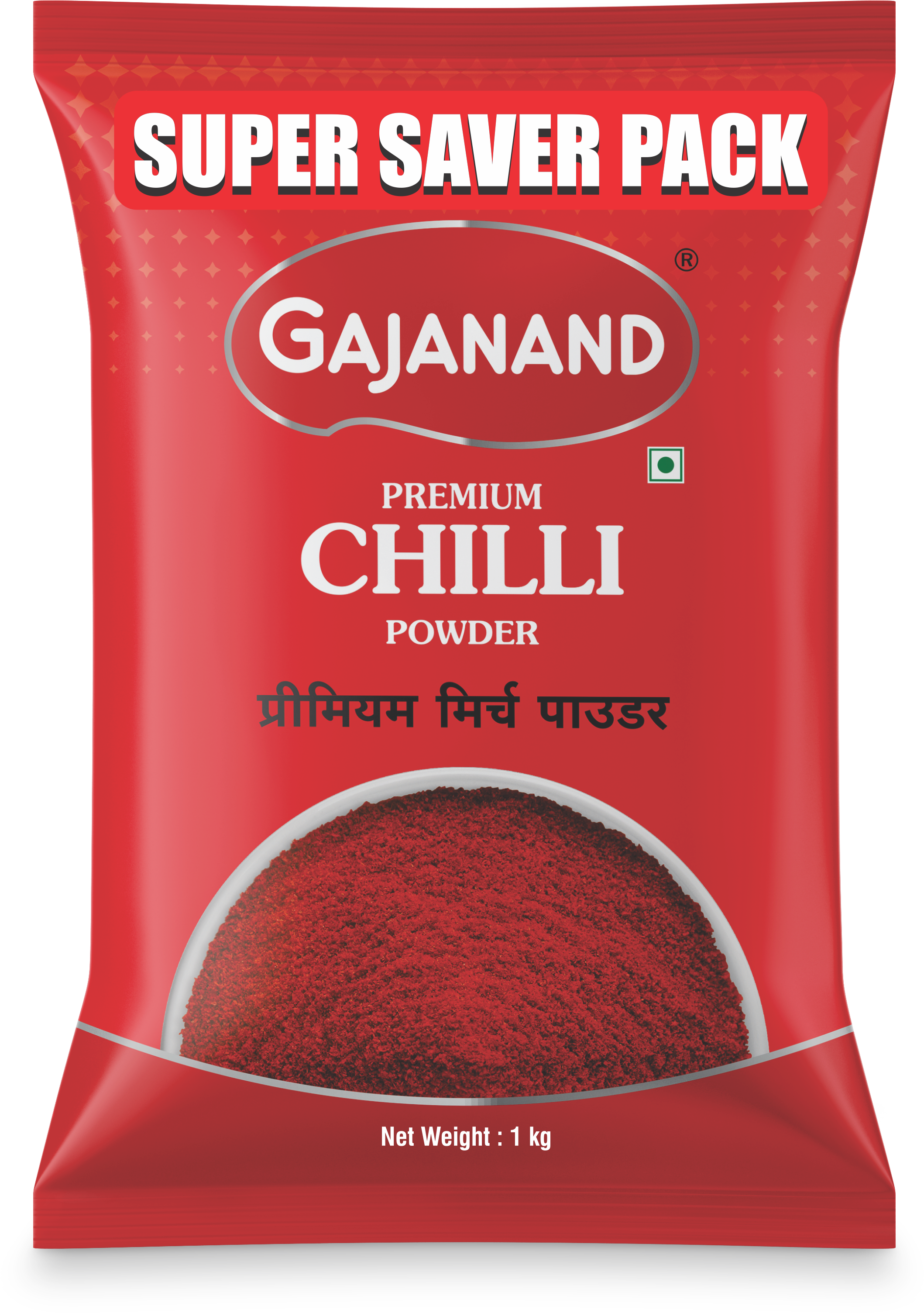 Gajanand Premium Chilli Powder | Super Saver Pack | 1kg Pouch | Pure & Spicy Red Chilli | No Added Color | Ideal for Indian Cooking