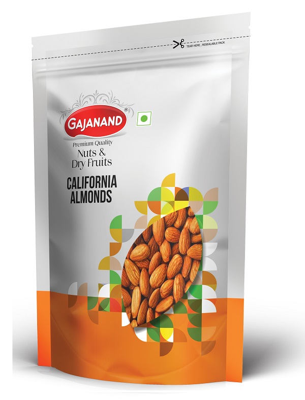 Gajanand California Almonds – Premium Quality, 100% Natural & Fresh | Crunchy Dry Fruits | Resealable Zip Lock Pack 250g