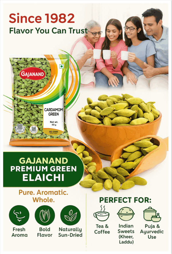 Gajanand Elaichi – Natural Green Cardamom | Aromatic Whole Pods | 50g - Image 2