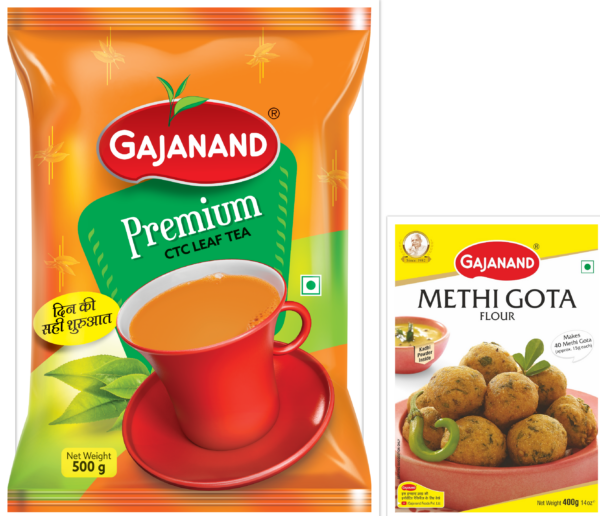 Gajanand Monsoon Combo – Methi Gota Mix + Premium CTC Tea | Kadhi Powder Inside | 900g