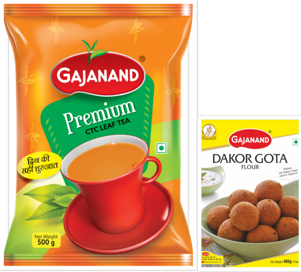 (Gaj. Prem CTC Tea Leaf 500g + Dakor Gota Instant Mix Flour 400g) ( Pack Of 2 )