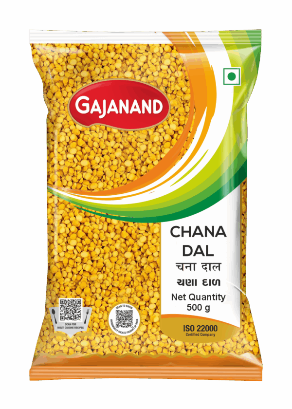 Gajanand Chana Dal 500g | Premium Quality Split Bengal Gram | High Protein & Fiber | Hygienically Packed Pulses | ISO 22000 Certified | Pure & Natural
