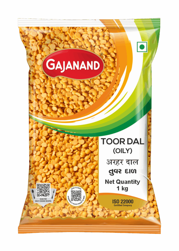 Gajanand Toor Dal (Oily) 1kg | Premium Arhar Dal | Rich in Protein & Fiber | ISO 22000 Certified | Unpolished Toor Dal for Indian Cooking