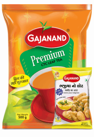 Gajanand Monsoon Combo – Bhajiya No Lot with Kadhi Powder (400g) + Premium CTC Tea (500g) | Instant Pakoda Mix + Chai Delight