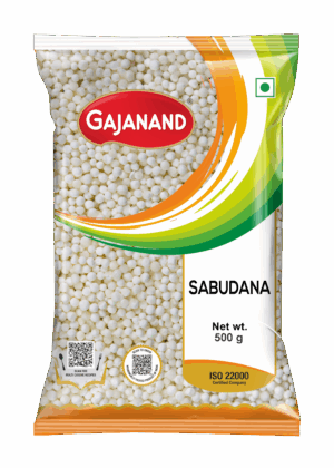 Gajanand Sabudana (Sago) – 500g | Upvas Special | Pure & Clean Sago Pearls | Ideal for Khichdi, Vada, Kheer | ISO 22000 Certified | Hygienically Packed
