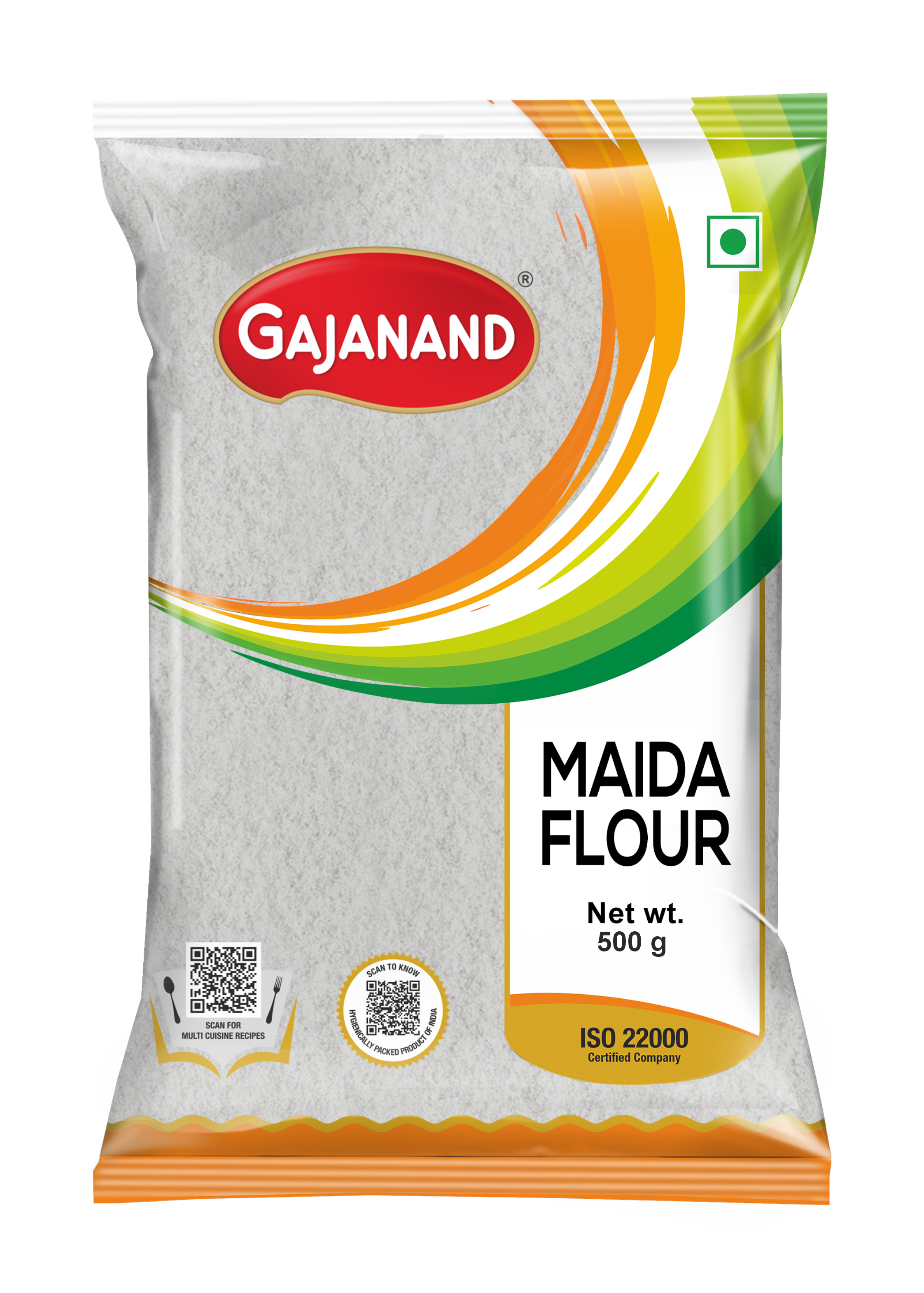 Gajanand Maida (All Purpose Flour) – 500g | ISO 22000 Certified | Soft & Refined | Ideal for Snacks, Bhature, Cakes & More