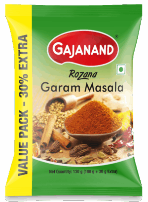 Gajanand Rozana Garam Masala 130g (100g + 30g Extra) | Authentic Indian Spice Blend | Adds Rich Flavor & Aroma to Curries, Sabzi, Dal & Rice | Value Pack | Pure & Hygienic