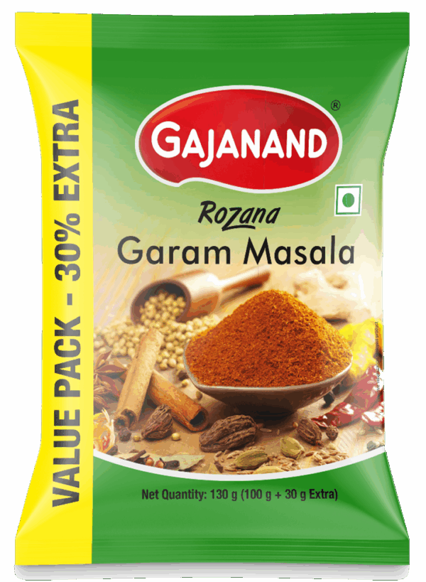 Gajanand Rozana Garam Masala 130g (100g + 30g Extra) | Authentic Indian Spice Blend | Adds Rich Flavor & Aroma to Curries, Sabzi, Dal & Rice | Value Pack | Pure & Hygienic