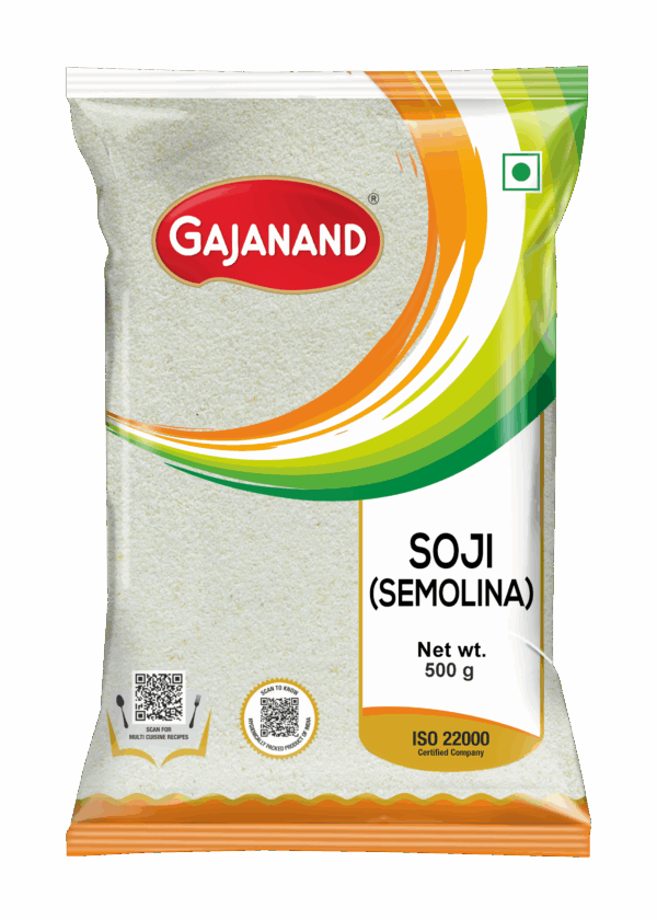 Gajanand Soji (Semolina) 500g | Premium Rava for Upma, Sheera, Idli & More | ISO 22000 Certified